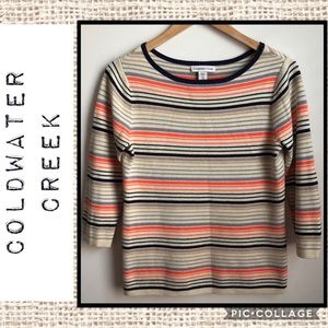 Coldwater Creek 3/4 Sleeve Stripe Sweater🦋